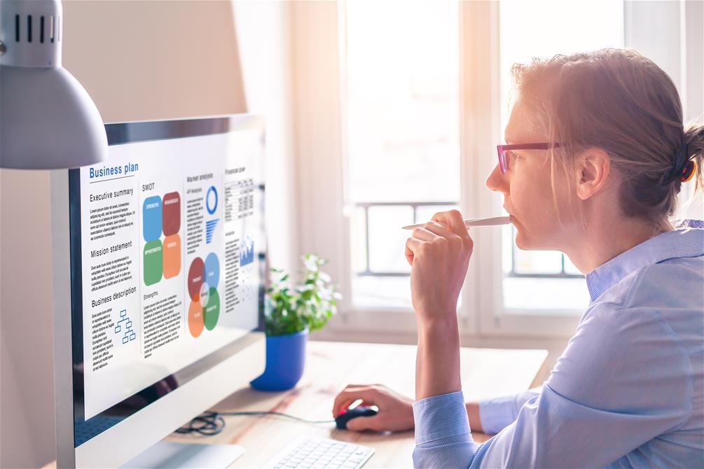 Woman looking at computer