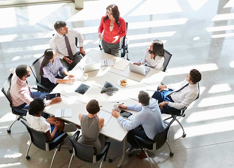 Business Meeting with female speaking