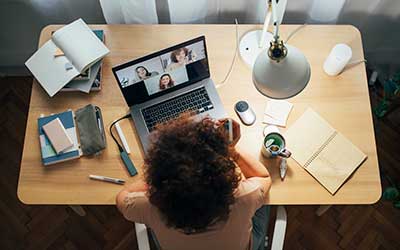woman on conference video call woman on conference video call